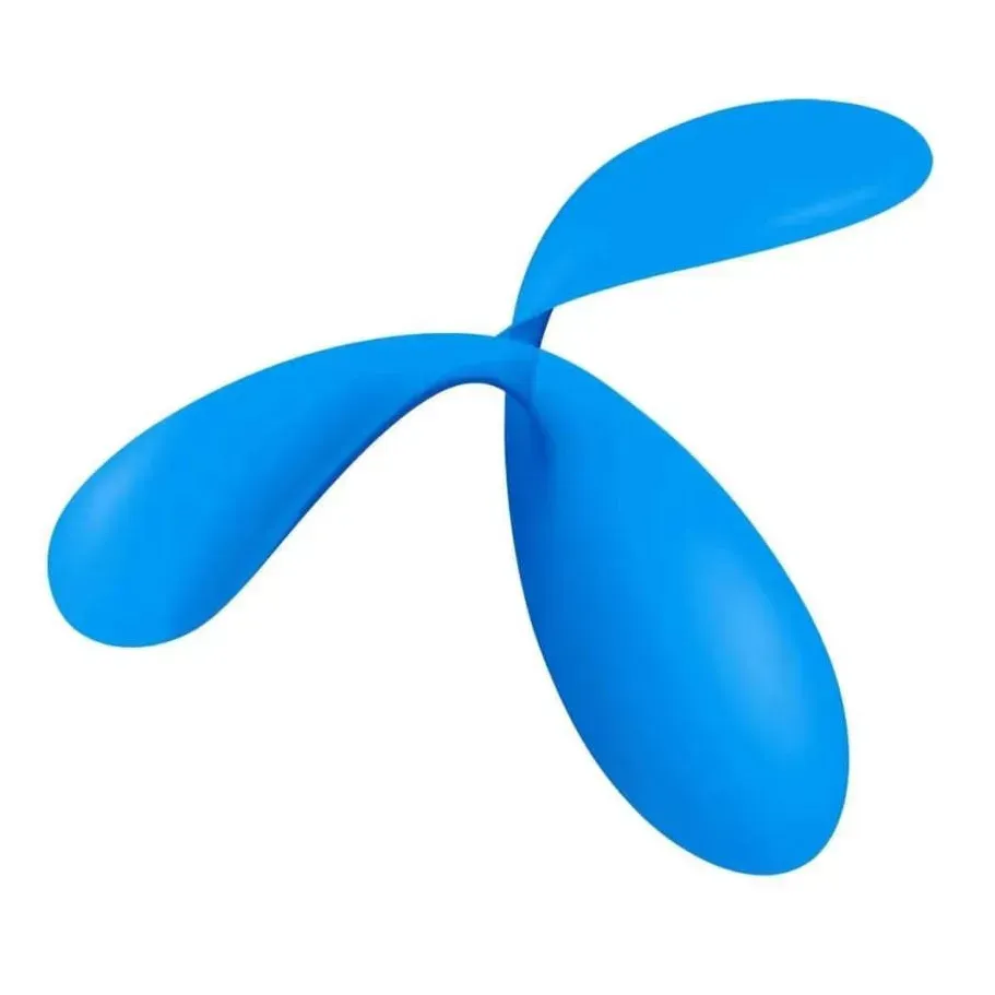 Telenor's Logo. En blå tre-kløver på hvid baggrund
