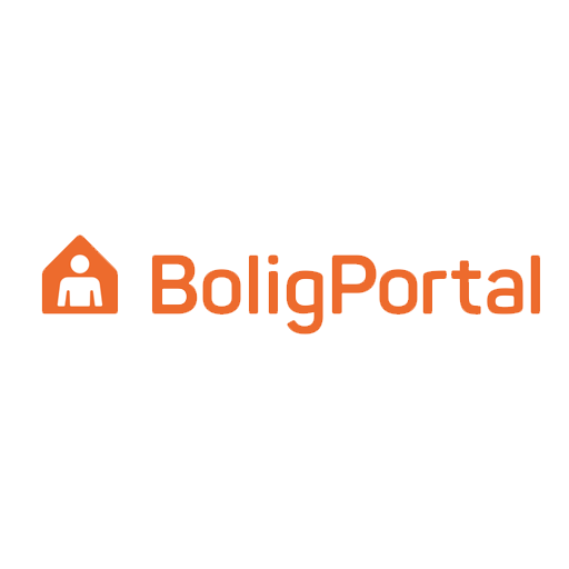 Logoet for boligportal er orange og hvidt