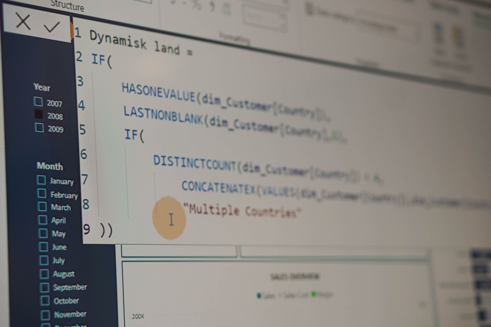 En computerskærm viser et program kaldet dynamisk land