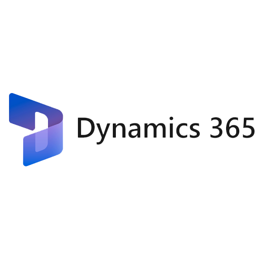 Dynamics 365-logoet er blåt og hvidt på en hvid baggrund.