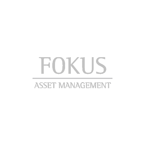 Et sort/hvidt logo til fokus på asset management på en hvid baggrund.