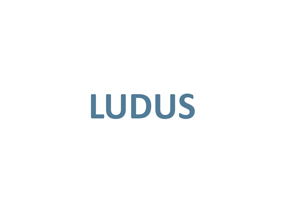 Ordet ludus er på en hvid baggrund.