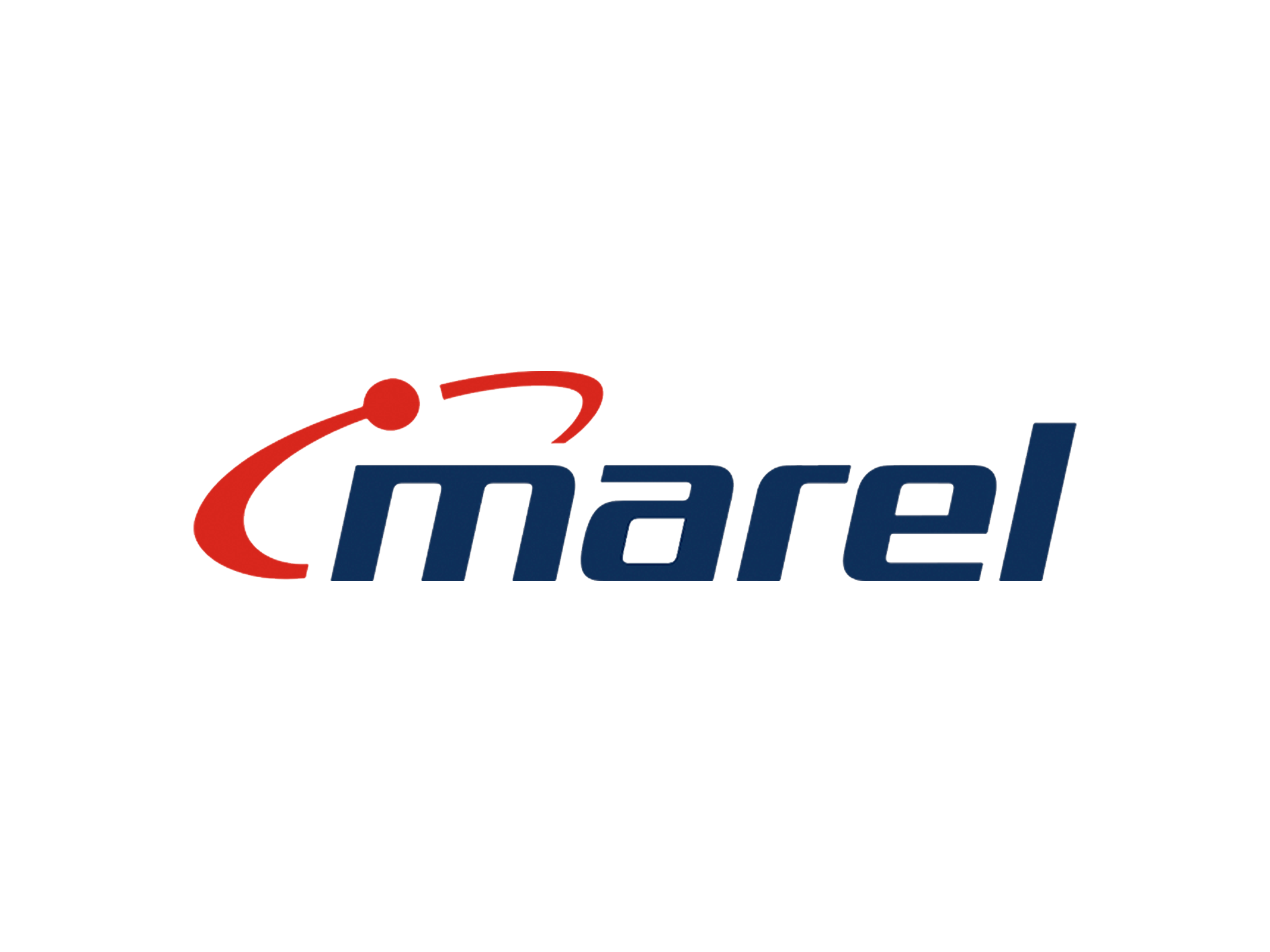Et logo for en virksomhed kaldet marel på en hvid baggrund.