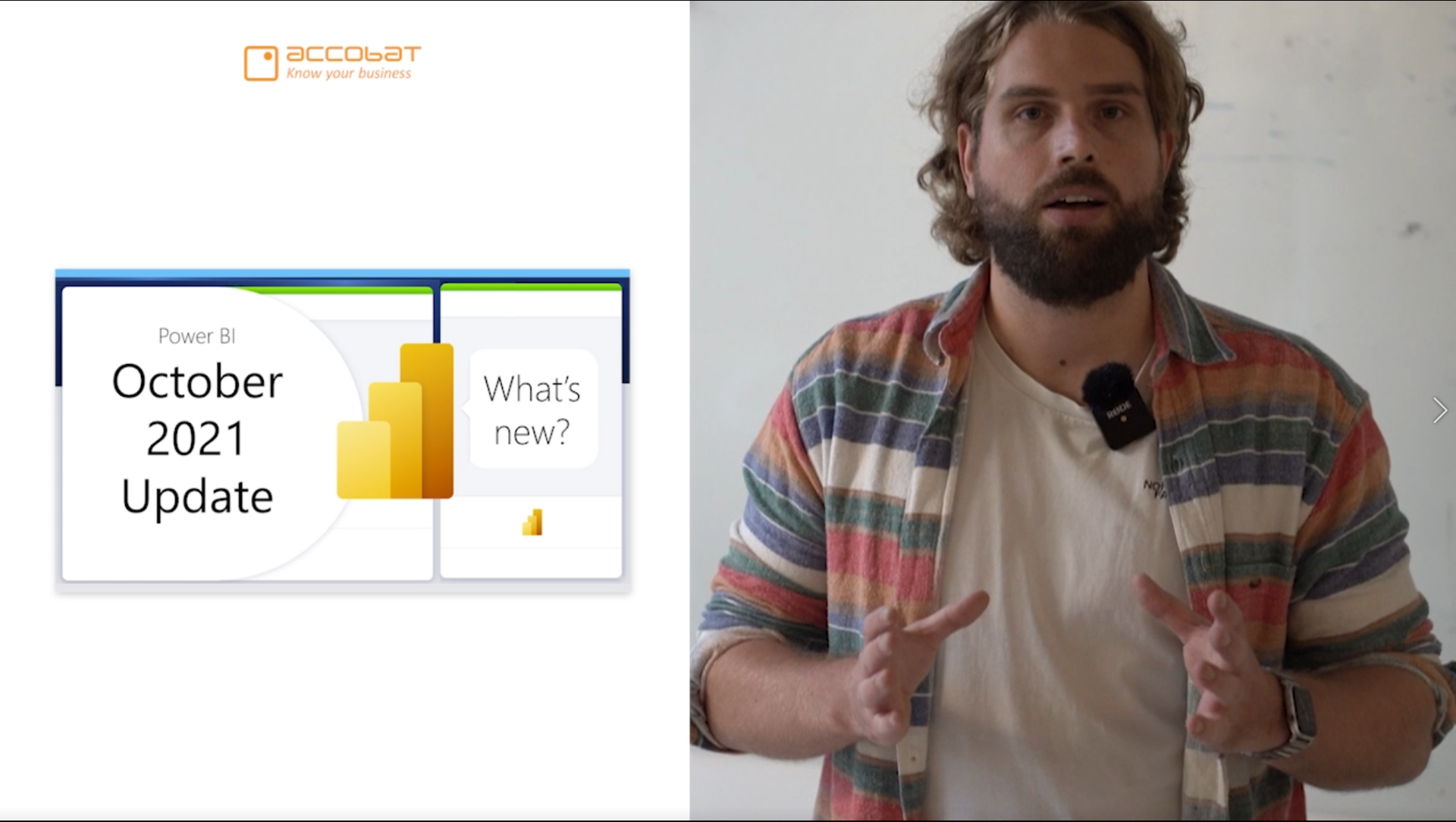 A man with a beard is giving a presentation on october 2021 update.