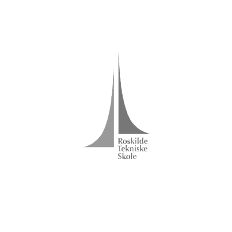 A black and white logo for roskilde tekniske skole