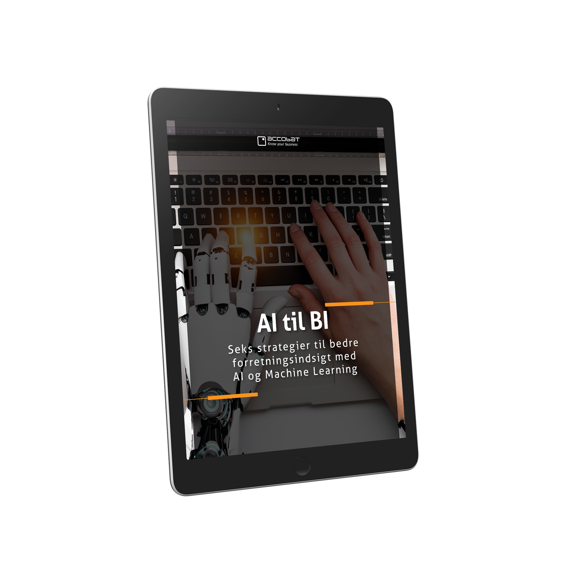 en tablet med et billede af en person, der bruger en bærbar computer på skærmen.