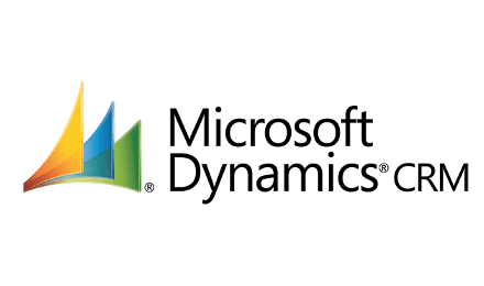 Microsoft dynamics crm-logoet er på en hvid baggrund.