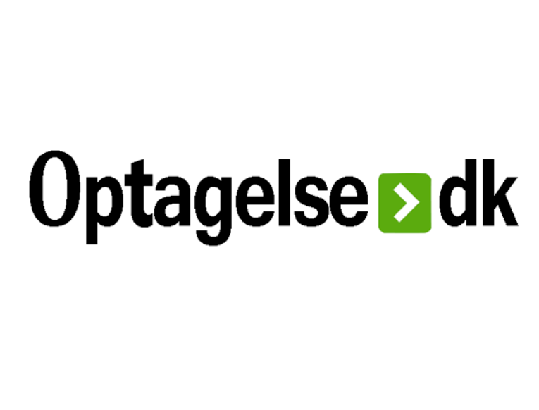 Logoet for optageelse.dk er sort og grønt på hvid baggrund.