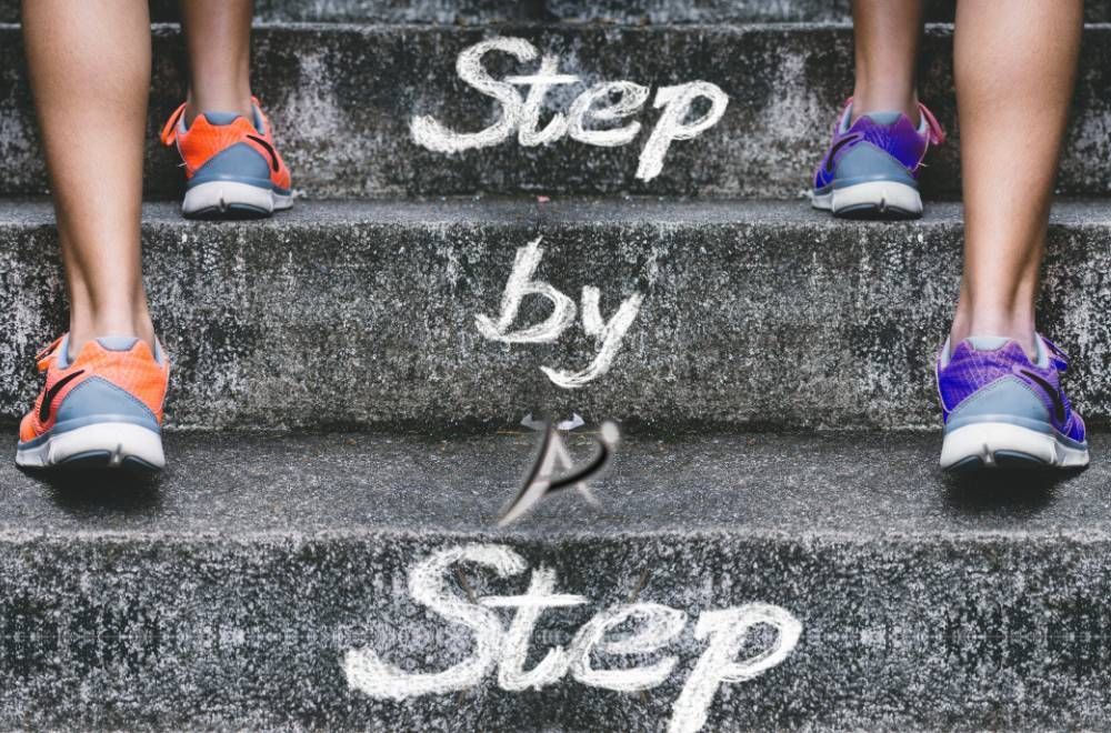 Runners taking their training step by step demonstrating the point of