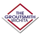The GroutSmith Wichita logo in blue and red diamond design