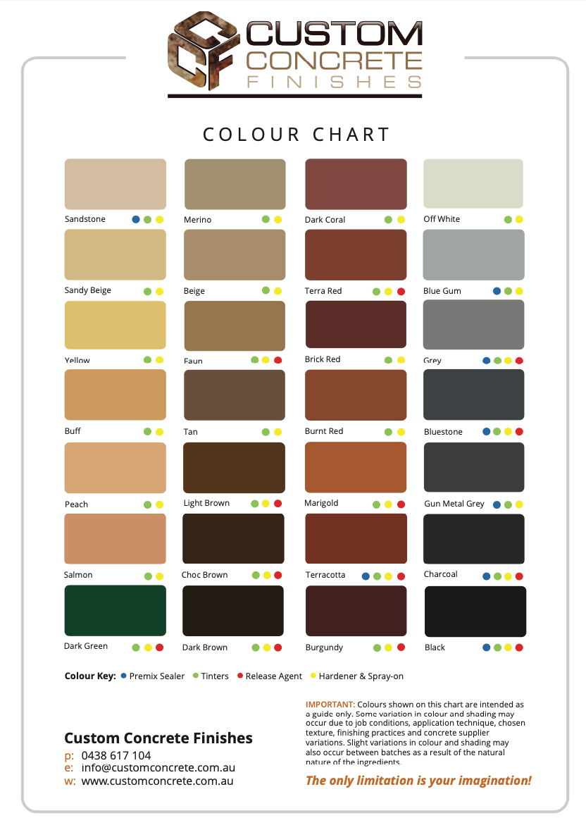 Click to Download A Colour Chart For Custom Concrete Finishes — Custom Concrete Finishes In Thurgoona, NSW