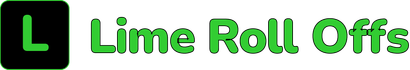 Logo for Lime Roll Offs featuring a lime green letter L in a black box next to the words Lime Roll Offs in lime green text.