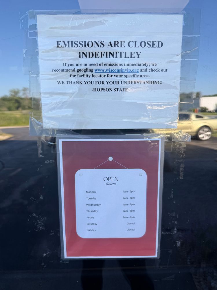 Updated hours posted outside of our auto repair shop in Waukesha, WI | Hopson Automotive