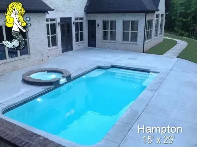 A large rectangular swimming pool.