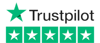 The trustpilot logo has a green star and four stars.