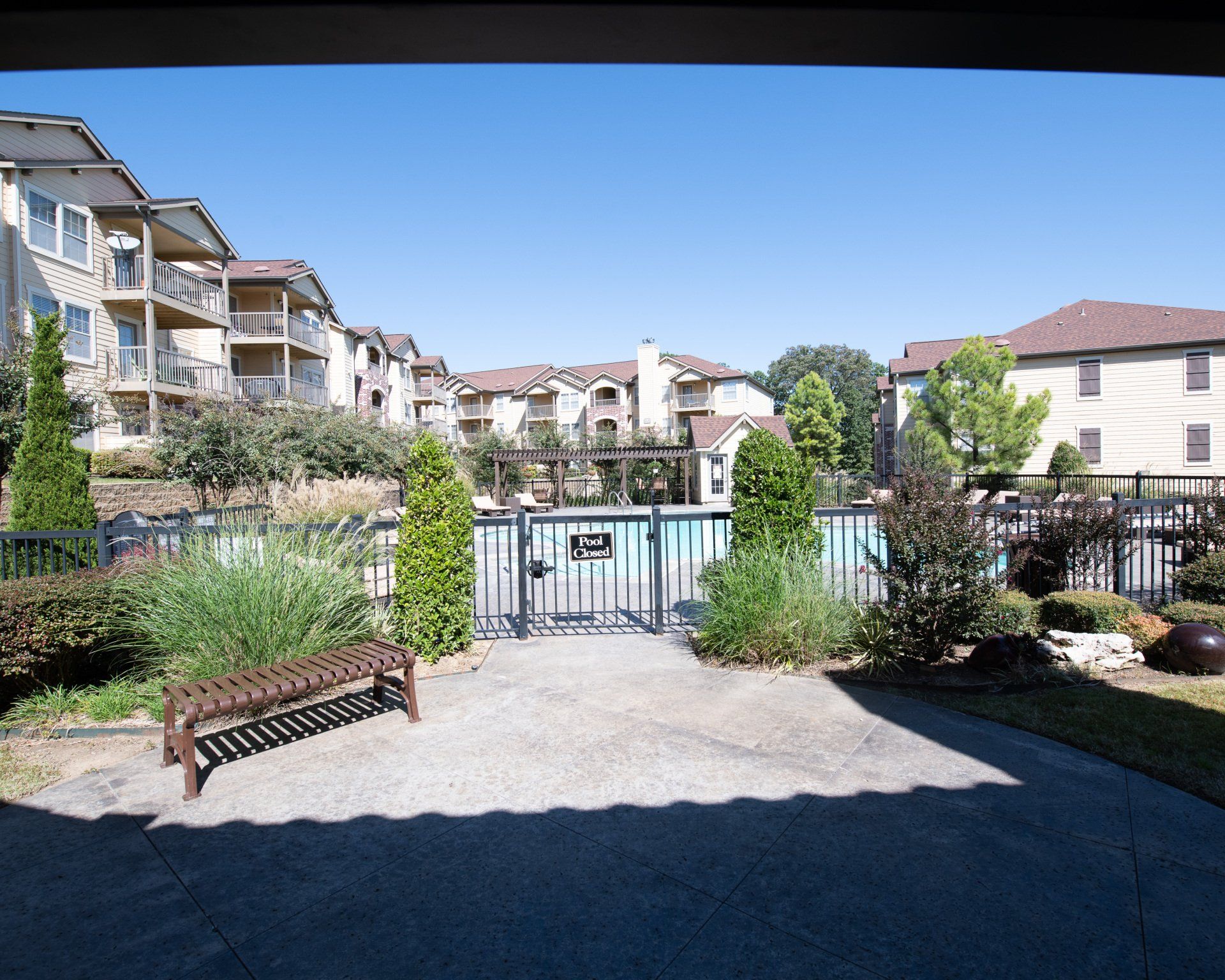 outdoor pool lounge area