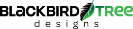 Blackbird Tree Designs logo with text and a leaf icon.