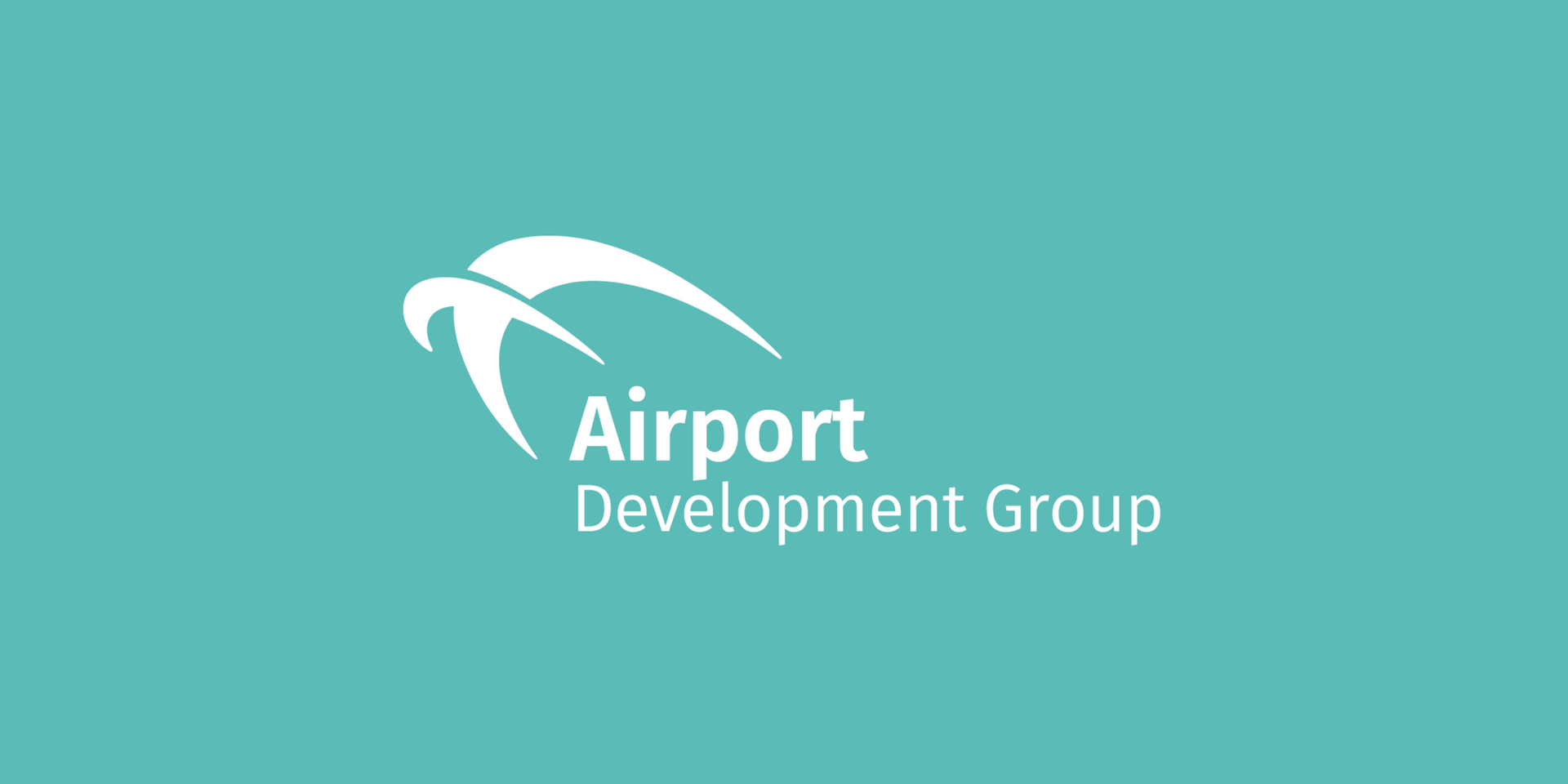 Airport Development Group logo on a dark blue background with a teal and white swoosh
