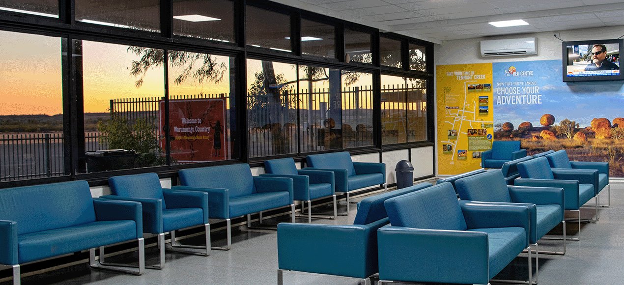 Chairs inside the Tennant Creek Airport Terminal