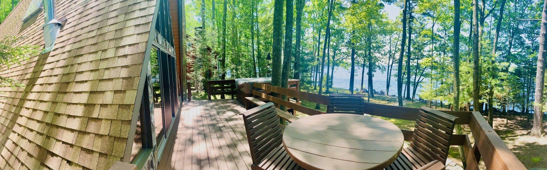 cabin porch by lake