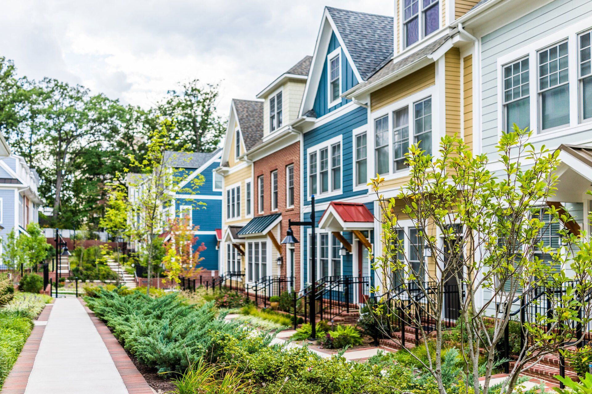 Photo of colorful townhomes