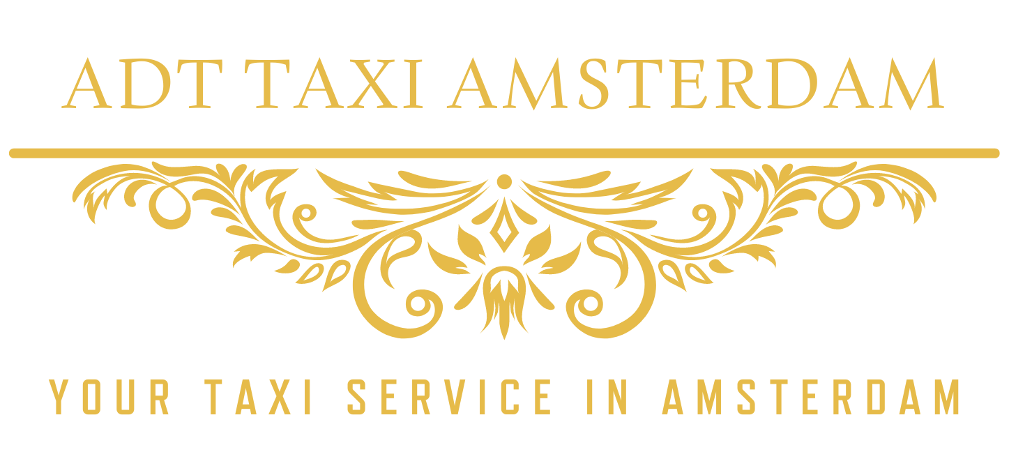 A logo for adt taxi amsterdam , a taxi service in amsterdam.