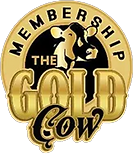 Gold Cow membership badge with a cow silhouette.