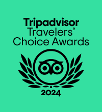 Tripadvisor Travelers' Choice Award 2024 badge logo within a laurel wreath.