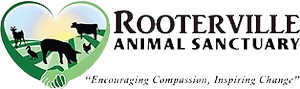 Rooterville Animal Sanctuary Logo for Rooterville Animal Sanctuary: heart-shaped field with farm animals, text