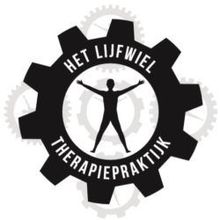 Zwart tandwiellogo met een menselijke figuur en de tekst