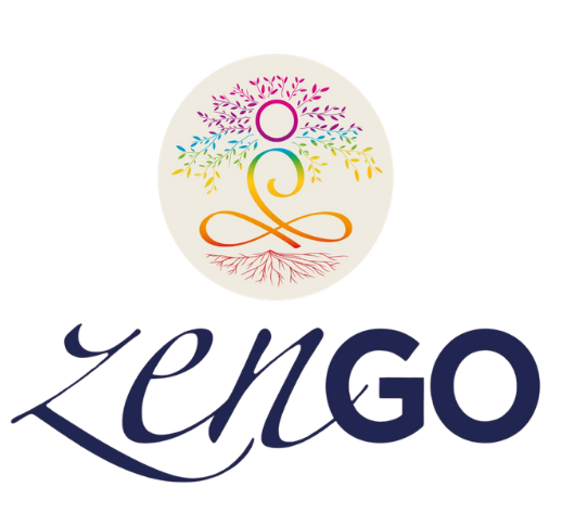 ZenGo-logo met een kleurrijke abstracte figuur in een zeshoek boven een donkerblauw woordmerk.