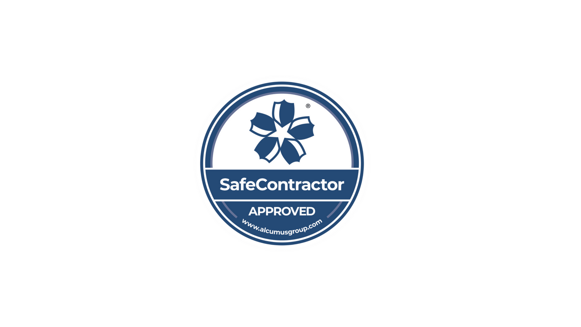 SafeContractor Approved badge with a blue floral design.