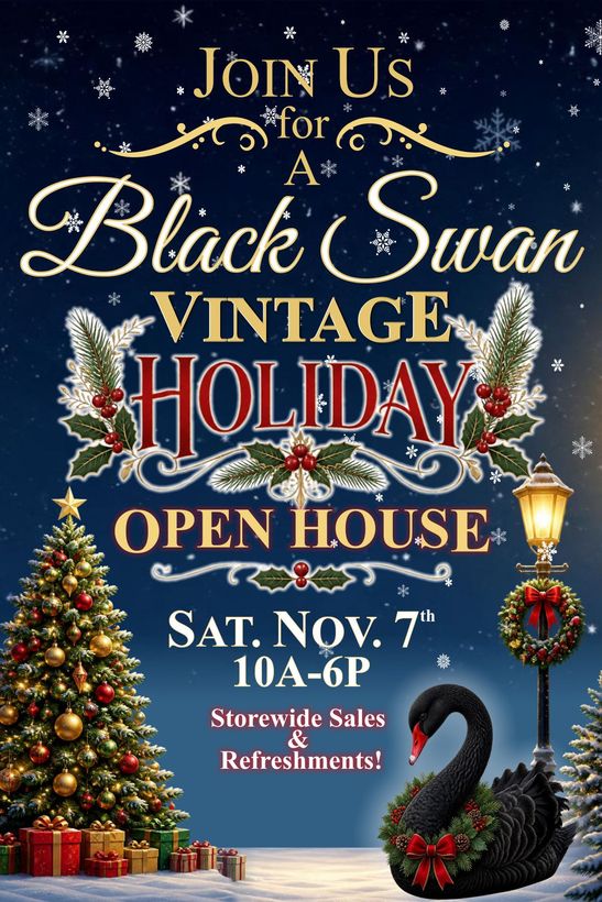 Join us on Sat. 11/7/26 Holiday Open House at The Black Swan Emporium on Race Street in Cambridge Maryland
