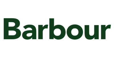 Il logo Barbour è verde e bianco su sfondo bianco.