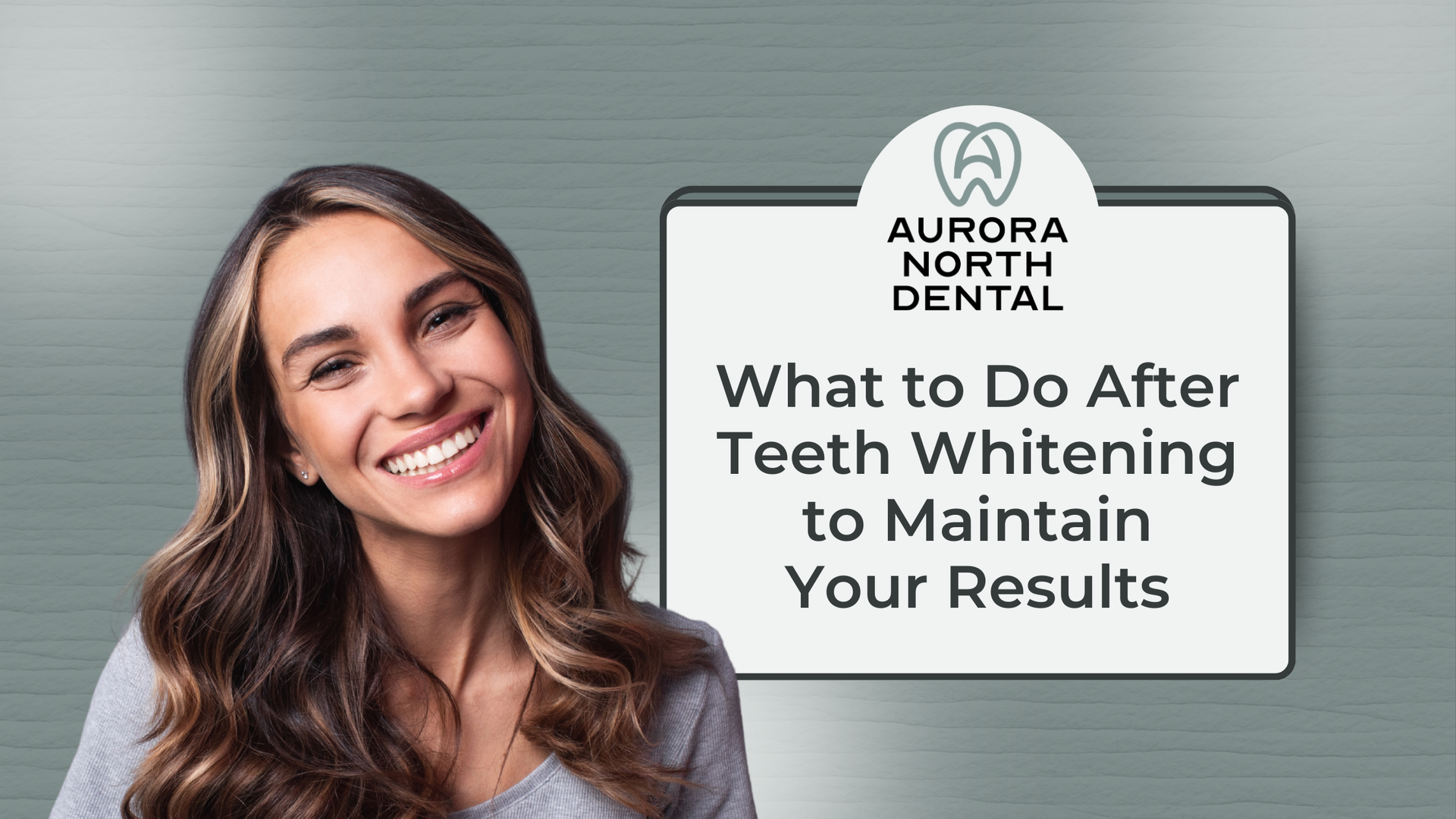 Smiling woman beside dental ad reading “What to Do After Teeth Whitening to Maintain Your Results”
