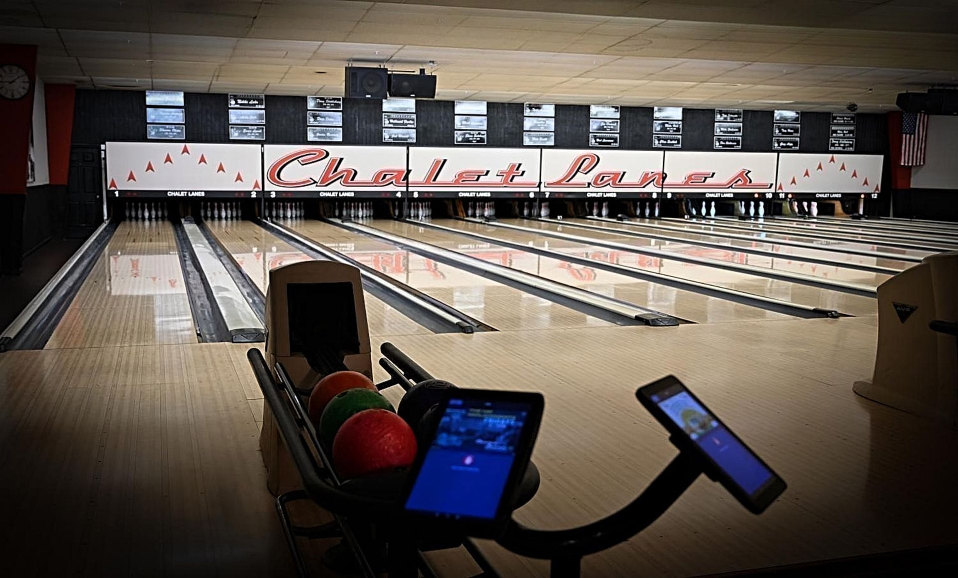 Bowling lanes at Chalet Lanes in Wisconsin Dells