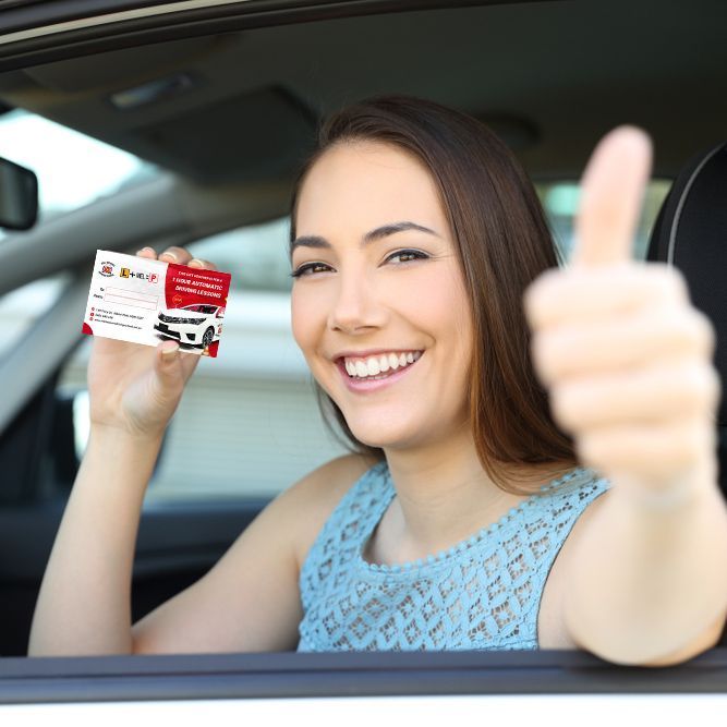 a woman holding a Mel Moore's gift voucher