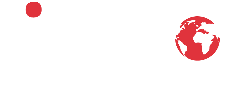 地球儀圖示左側有一個紅色實心圓圈,代表美洲和歐洲。