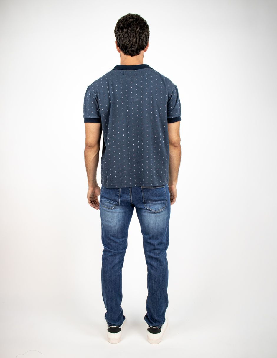 EXCLUSIVO SUBURBIA TITANIO Playera Furor Polo Piqué Azul Oscuro All Print