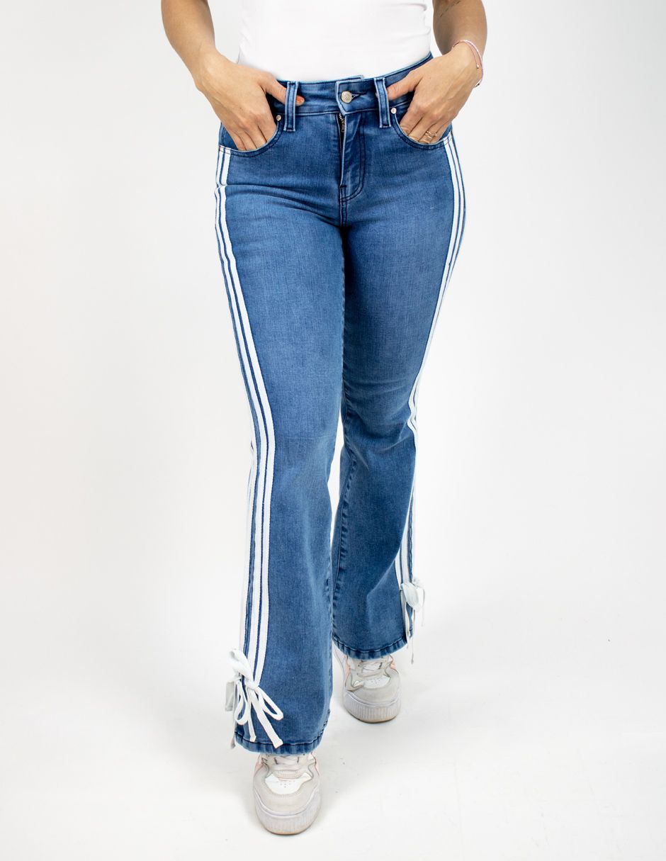 EXCLUSIVO SUBURBIA 2569Jeans Furor Flare Mezclilla Doble Stone Stripes