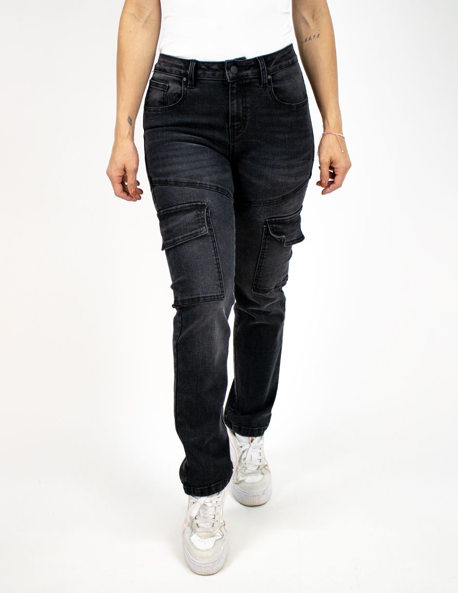 EXCLUSIVO SUBURBIA 2586Jeans Furor Jackie Cargo Mezclilla Black