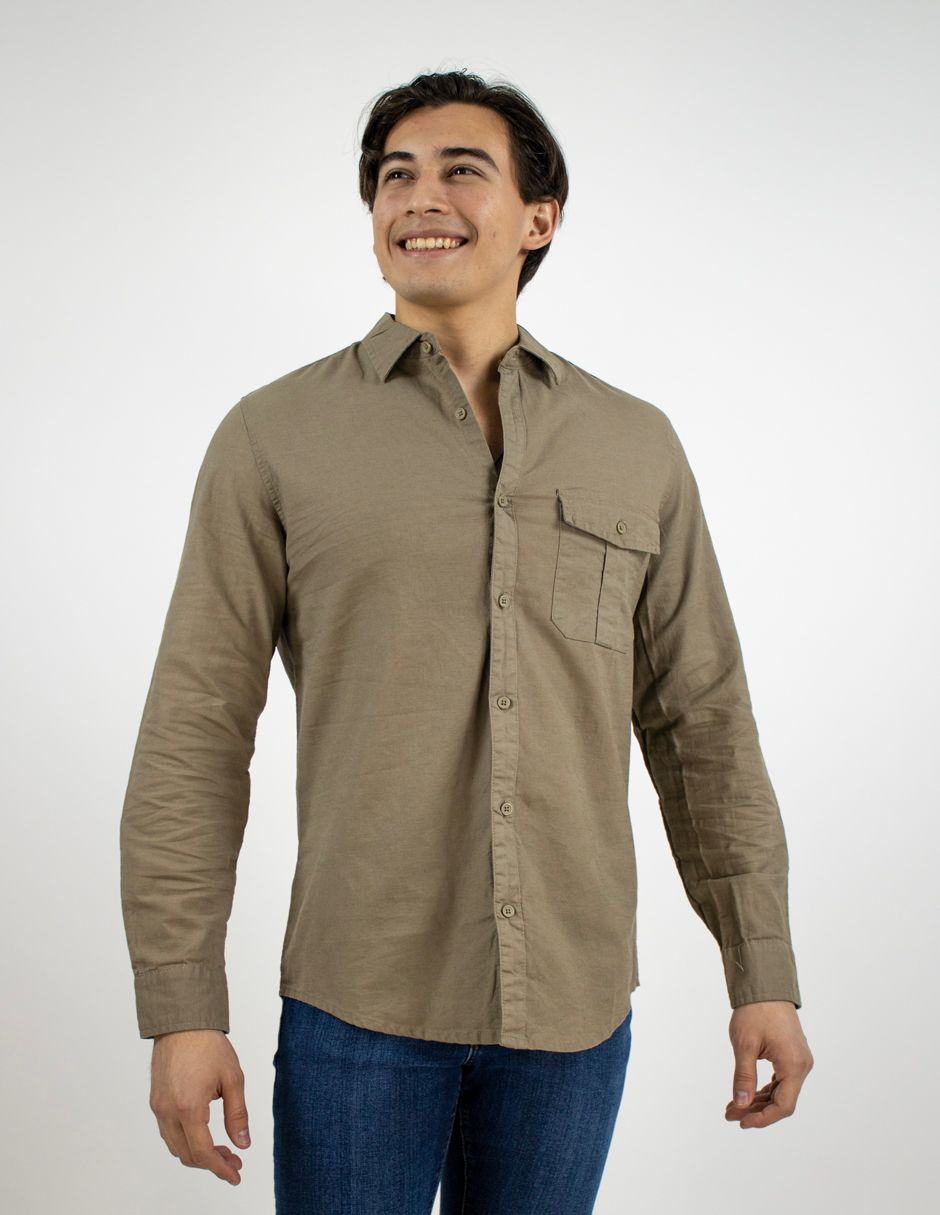 EXCLUSIVO BOUTIQUES T10303514 Camisa Furor Manga Larga Lino Algodón Terracota