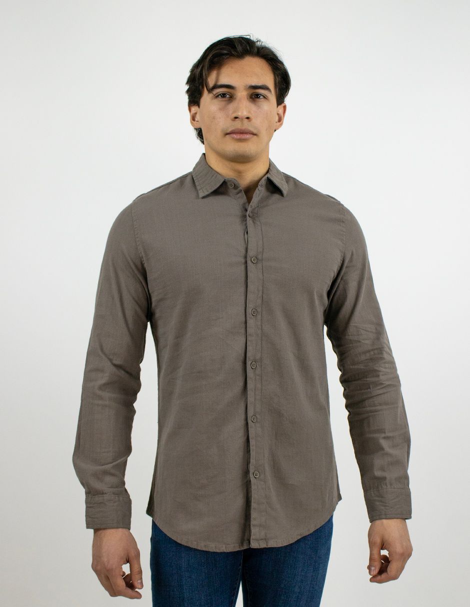 EXCLUSIVO BOUTIQUES T10303516 Camisa Furor Manga Larga Lino Algodón Gris