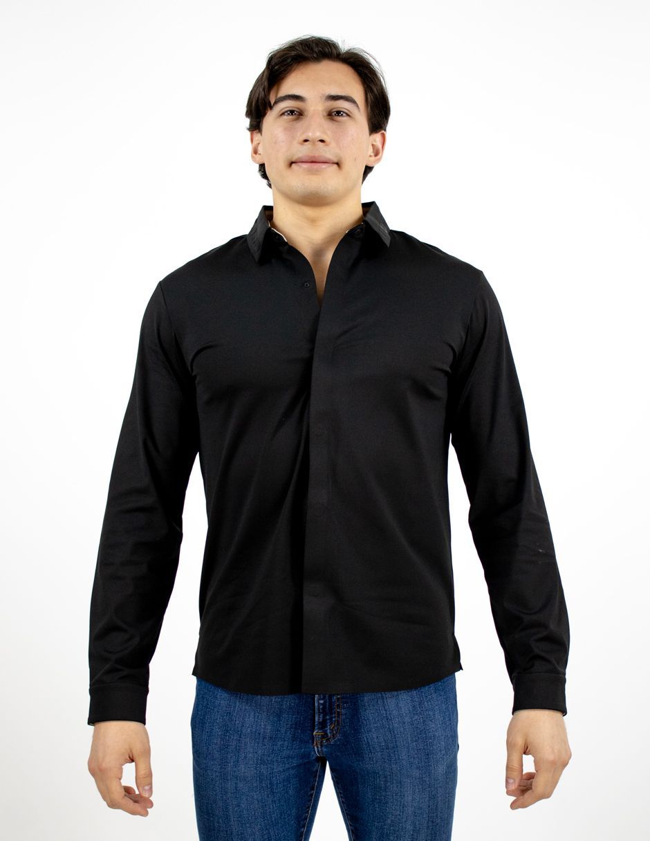 EXCLUSIVO BOUTIQUES T10404890 Camisa Furor Manga Larga Poliamida Negro