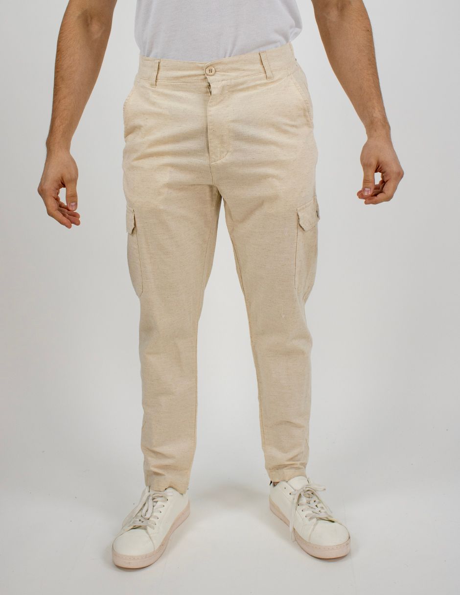 EXCLUSIVO BOUTIQUES T10200616 Jogger Furor Cargo Lino Algodón Camello