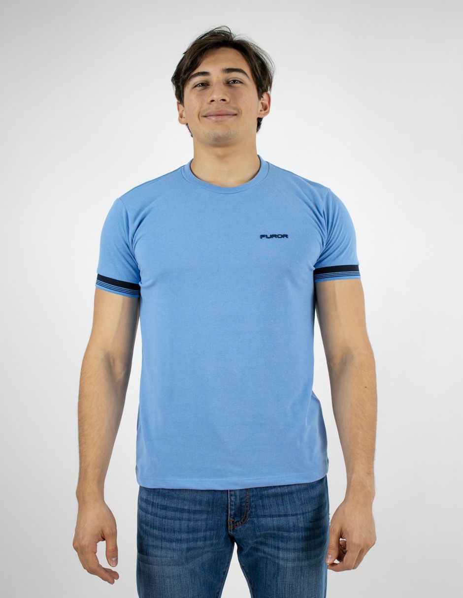 EXCLUSIVO SUBURBIA FIT0303CELESTE Playera Furor Manga Corta Slim Fit Celeste