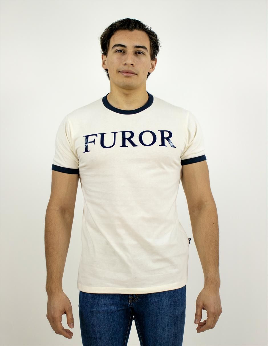 EXCLUSIVO SUBURBIA LEBEL0603HUESO Playera Furor Manga Corta Slim Lebel Hueso