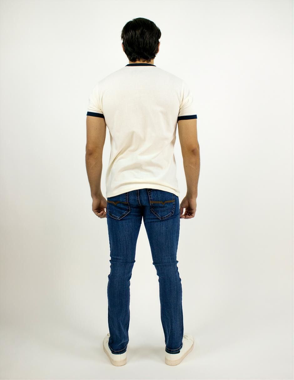 EXCLUSIVO SUBURBIA LEBEL0603HUESO Playera Furor Manga Corta Slim Lebel Hueso