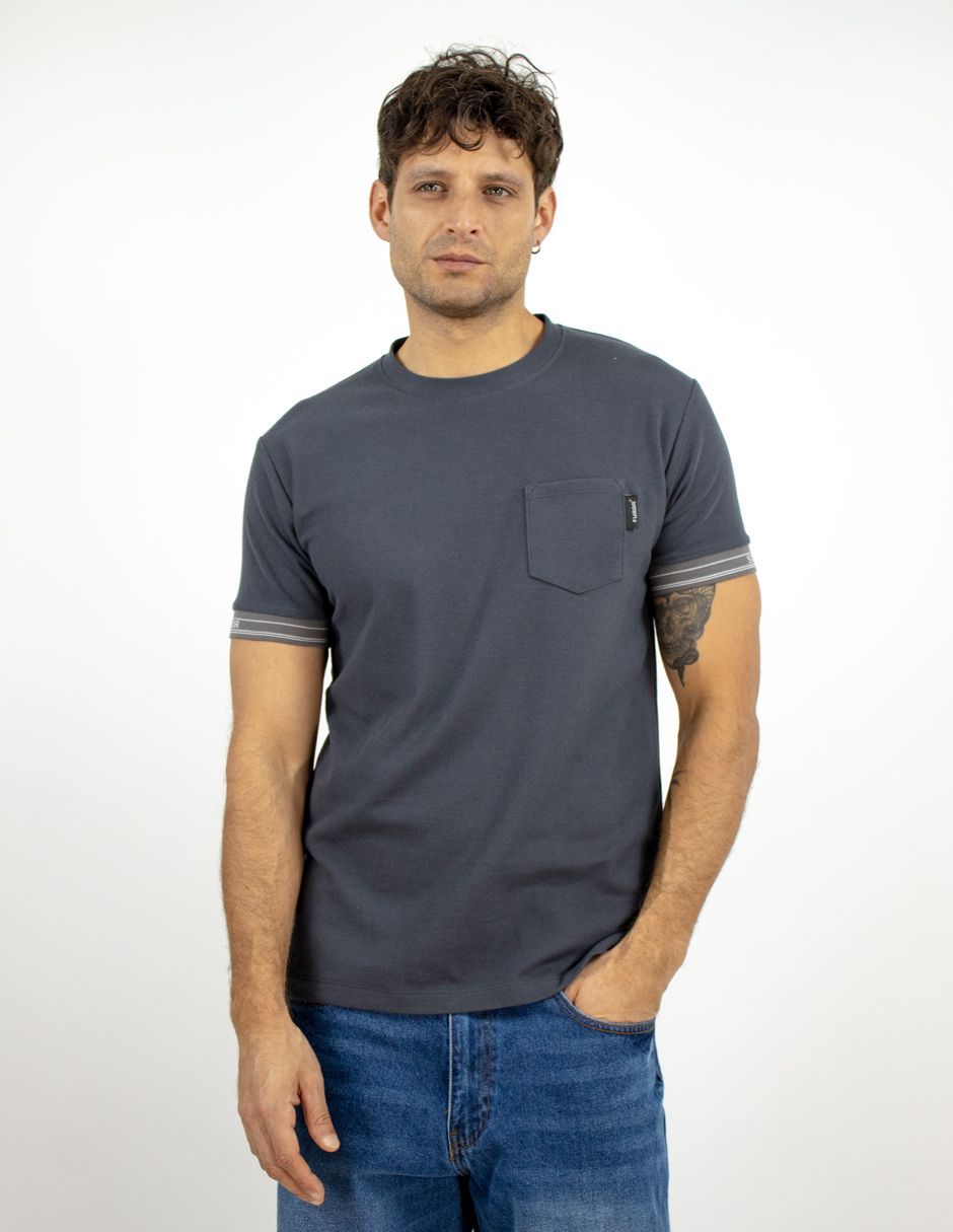 EXCLUSIVO SUBURBIA LUXE0101OXFORD Playera Furor Manga Corta Cárdigan En Puños Chifón Slim Gris Oxford