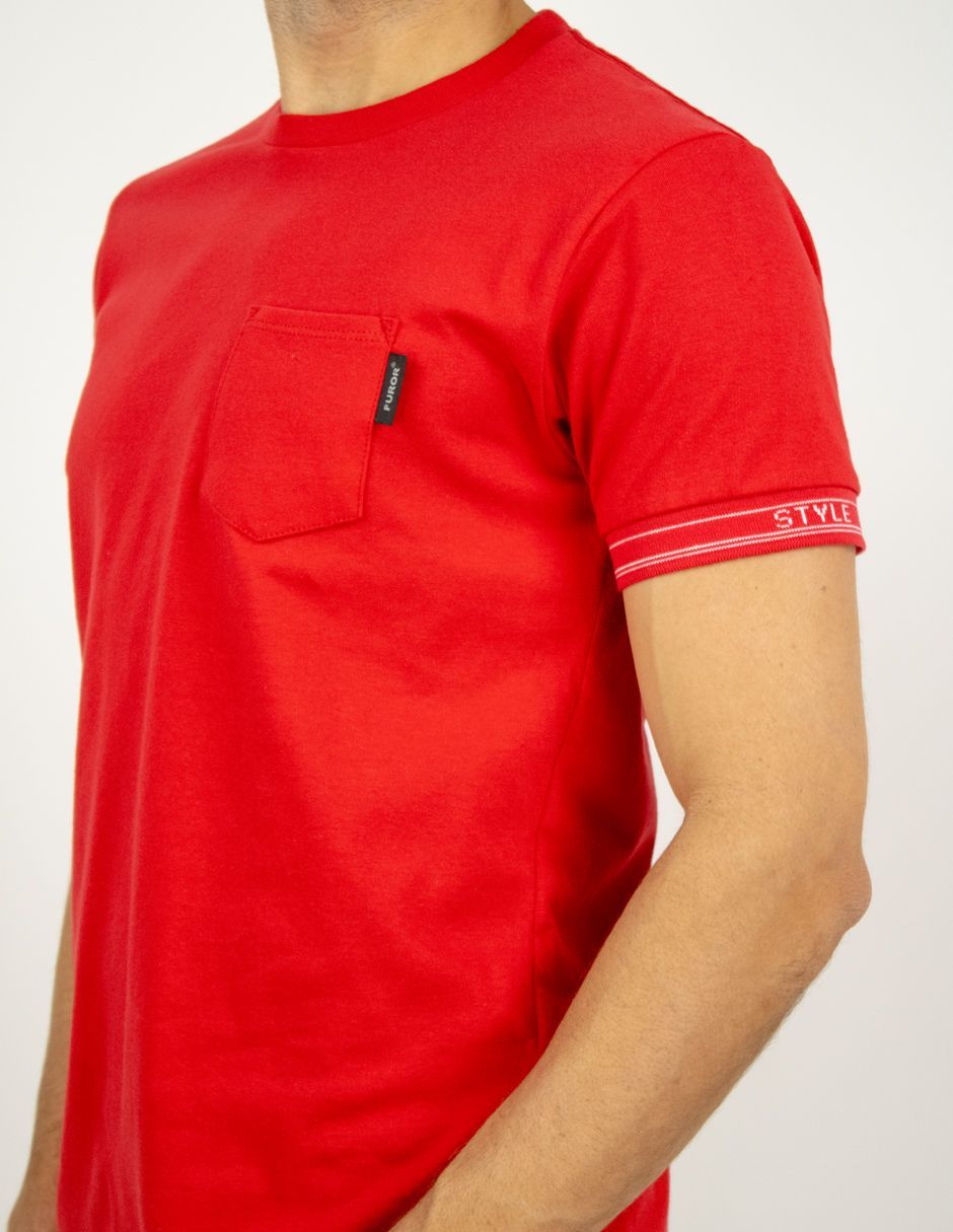 EXCLUSIVO SUBURBIA LUXE0202ROJO Playera Furor Manga Corta Cárdigan En Puños Chifón Slim Rojo